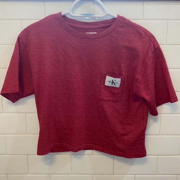 Calvin Klein Tops - Calvin Klein cropped striped t-shirt.